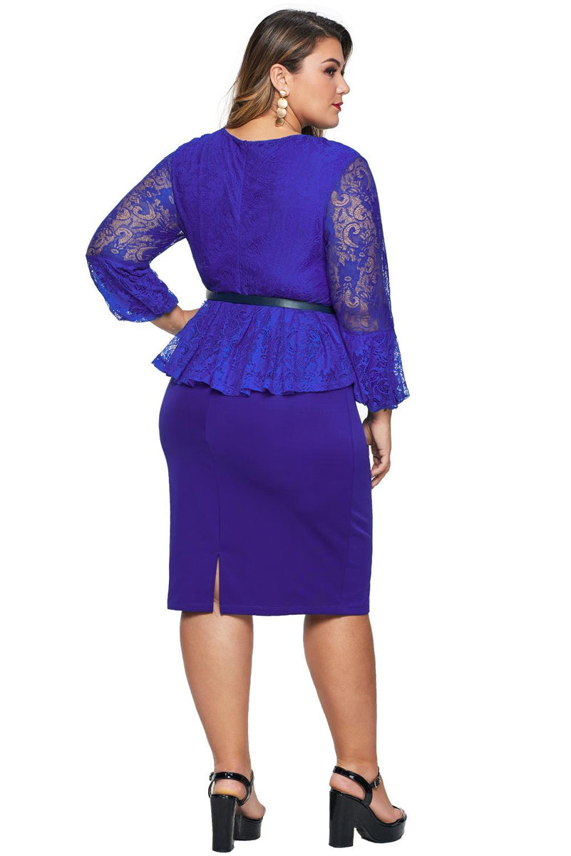 plus size lace peplum dress Poised Peplum Plus Size Wedding Gown