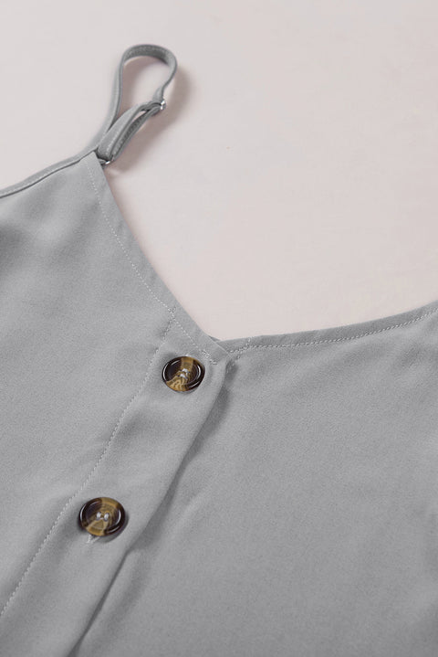 Apricot Spaghetti Strap Buttoned Tank Top