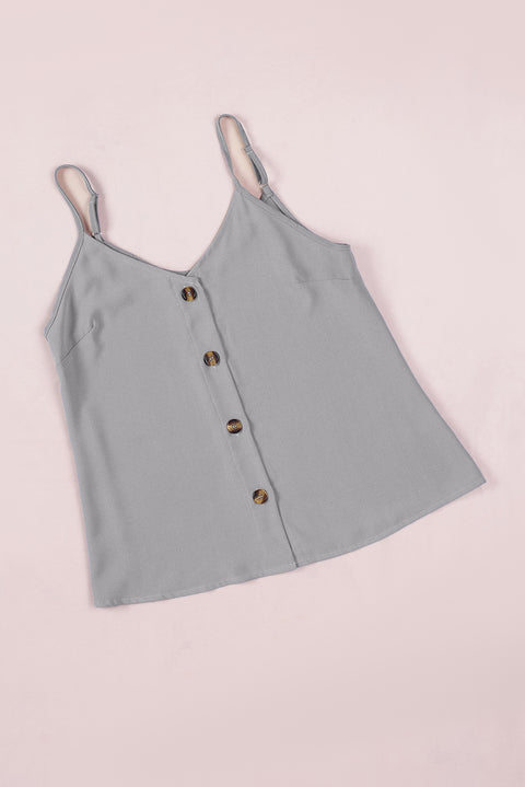 Apricot Spaghetti Strap Buttoned Tank Top