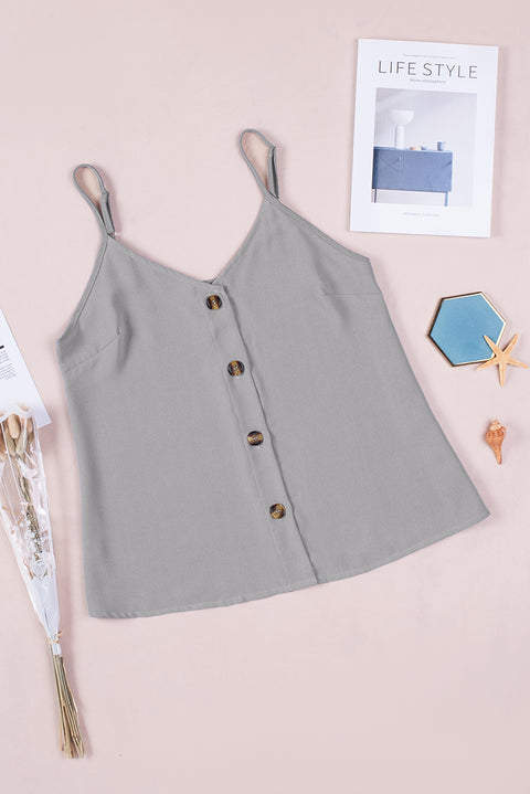 Apricot Spaghetti Strap Buttoned Tank Top