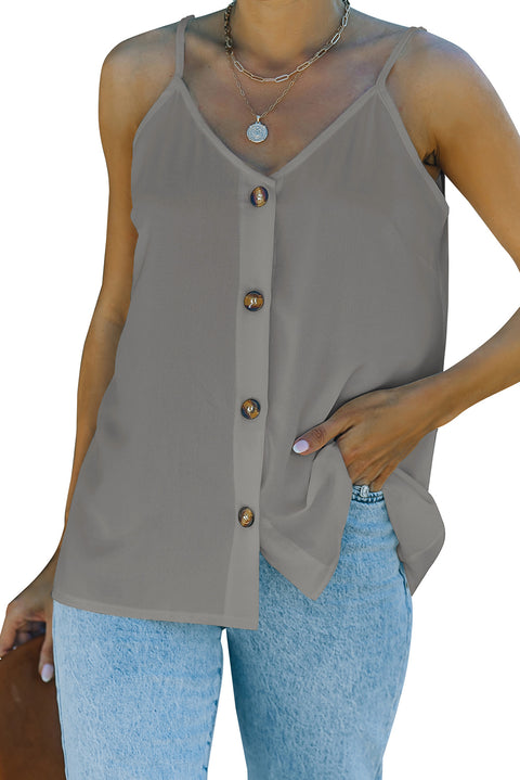 Apricot Spaghetti Strap Buttoned Tank Top