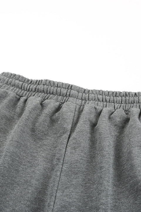 Blue Tie Waist Side Pockets Cuffed Lounge Shorts