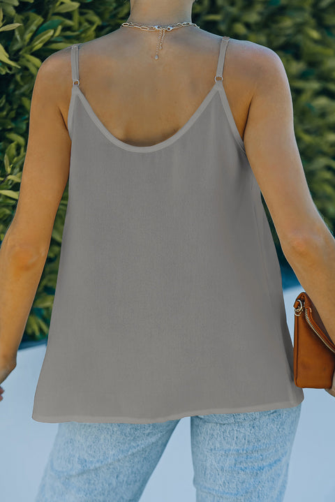 Apricot Spaghetti Strap Buttoned Tank Top
