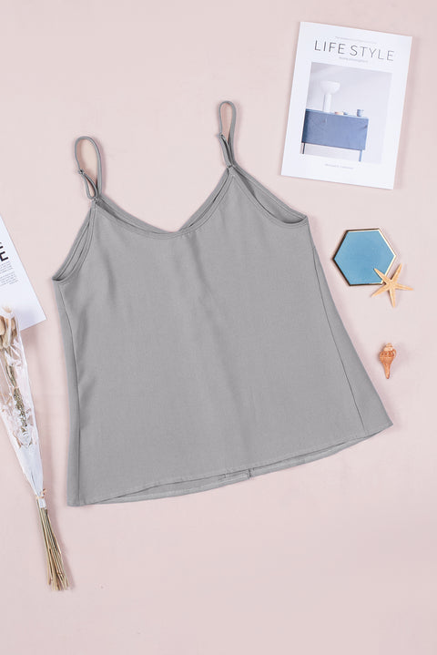 Apricot Spaghetti Strap Buttoned Tank Top
