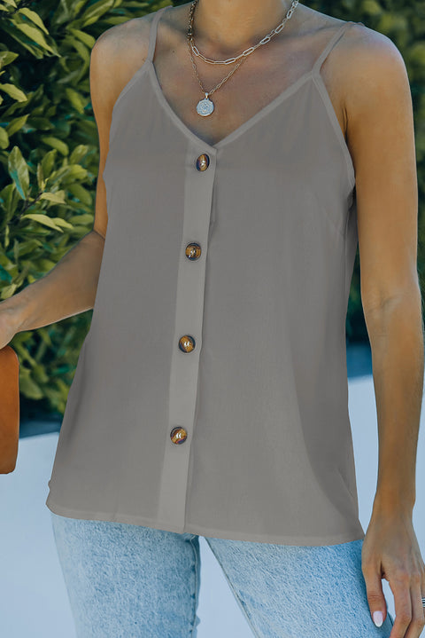 Apricot Spaghetti Strap Buttoned Tank Top