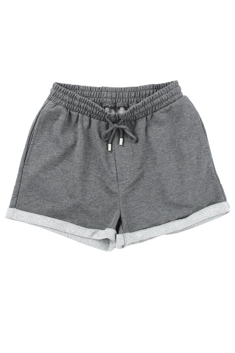 Blue Tie Waist Side Pockets Cuffed Lounge Shorts