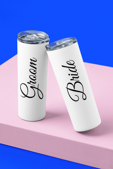Set of 2 Mrs. |Mr. or Groom | Bride Tumblers gift for Engagement wedding for couples wife husband, newly weds Gift For Him, Gift For Her
