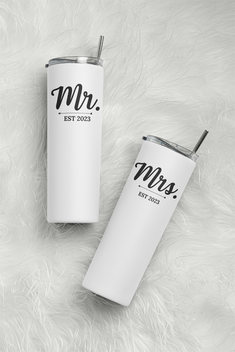Set of 2 Mrs. |Mr. or Groom | Bride Tumblers gift for Engagement wedding for couples wife husband, newly weds Gift For Him, Gift For Her