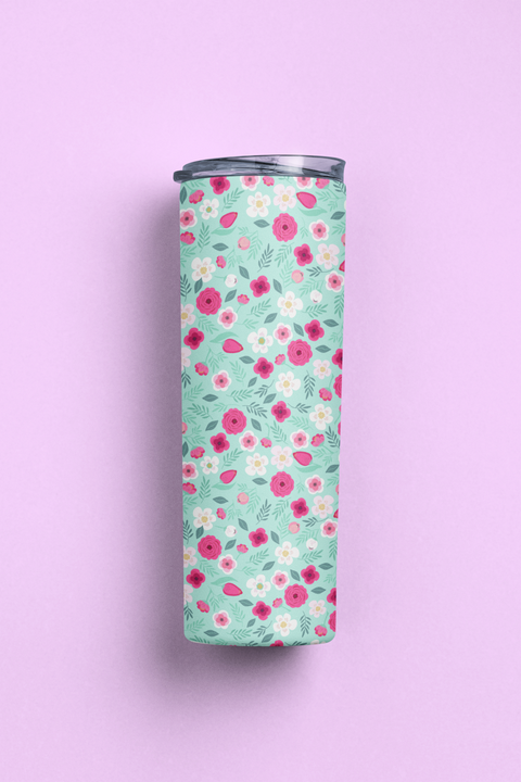 Sip in style with the Floral Delight Stainless Steel Tumbler with Lid and Straw Vacuum Sealed Double Wall Insulated Travel Cup for Hot and Cold Drinks