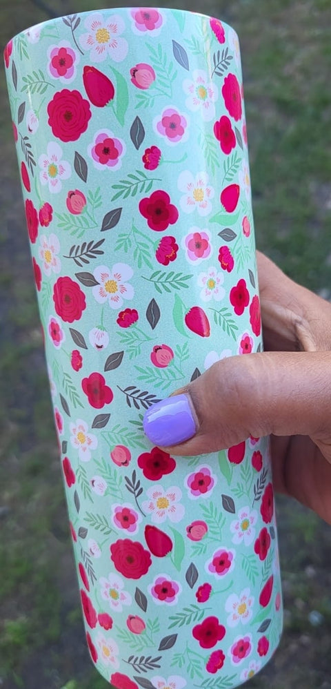 Sip in style with the Floral Delight Stainless Steel Tumbler with Lid and Straw Vacuum Sealed Double Wall Insulated Travel Cup for Hot and Cold Drinks