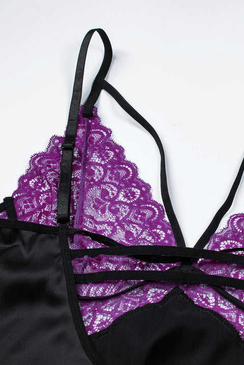 Lace Spice Satin Babydoll with Slit