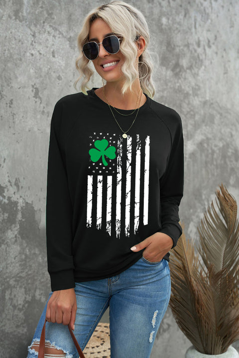Heart Shape Print Long Sleeve Pullover Sweatshirt