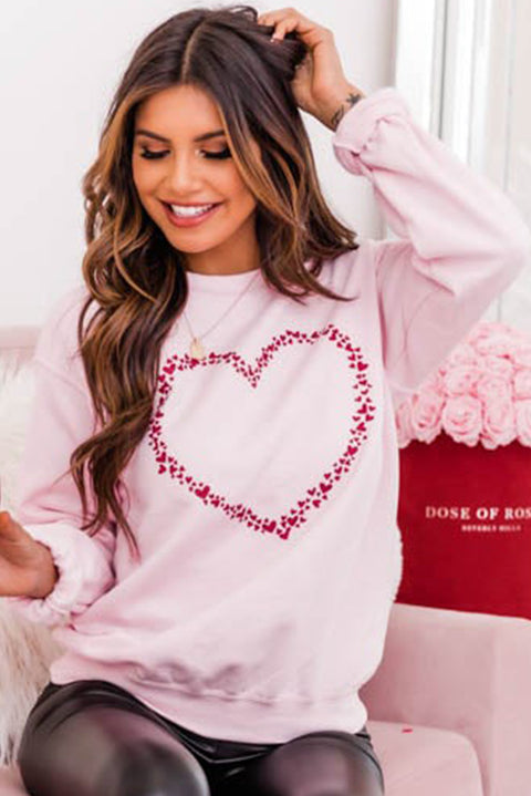 Valentine Letter Heart Shaped Drop Shoulder Graphic Sweatshirt