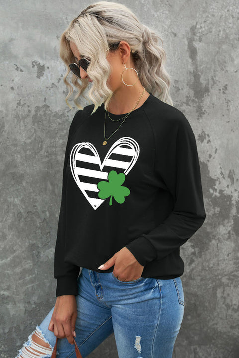 Heart Shape Print Long Sleeve Pullover Sweatshirt