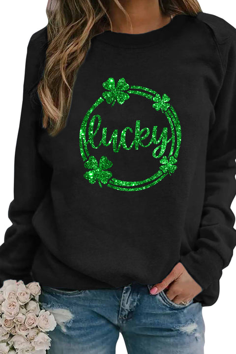 Heart Shape Print Long Sleeve Pullover Sweatshirt