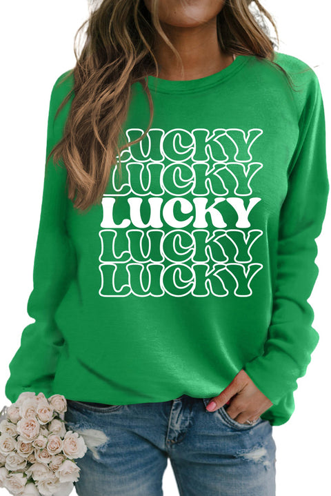Heart Shape Print Long Sleeve Pullover Sweatshirt