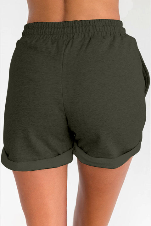 Blue Tie Waist Side Pockets Cuffed Lounge Shorts