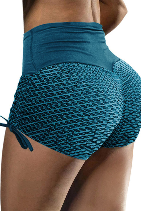 Gray Side Drawstring Anti Cellulite High Waist Scrunch Butt Lift Shorts