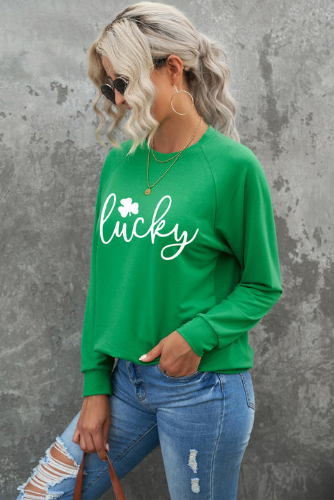 Heart Shape Print Long Sleeve Pullover Sweatshirt