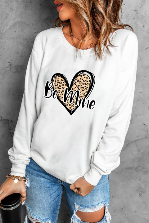 Valentine Letter Heart Shaped Drop Shoulder Graphic Sweatshirt