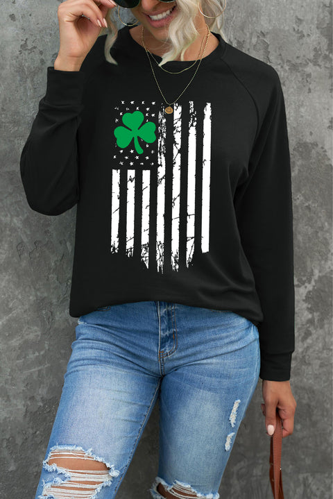 Heart Shape Print Long Sleeve Pullover Sweatshirt