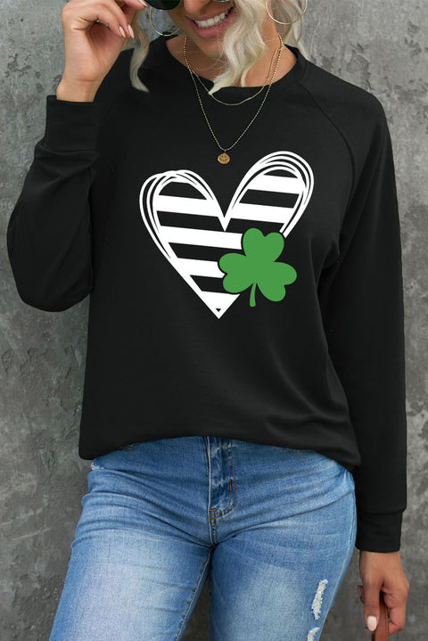 Heart Shape Print Long Sleeve Pullover Sweatshirt