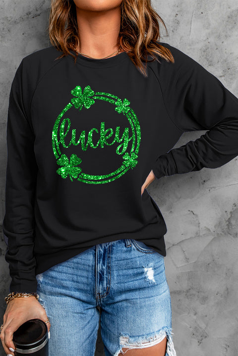 Heart Shape Print Long Sleeve Pullover Sweatshirt