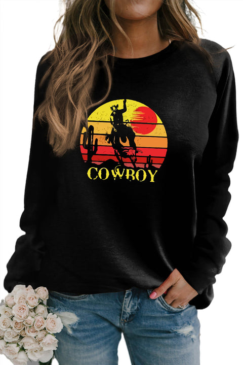 Heart Shape Print Long Sleeve Pullover Sweatshirt