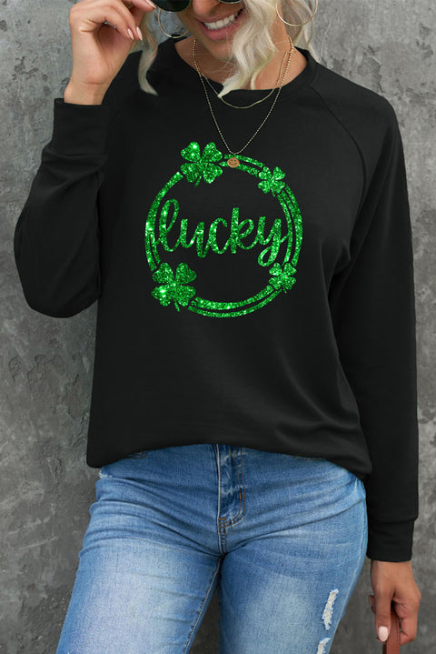 Heart Shape Print Long Sleeve Pullover Sweatshirt
