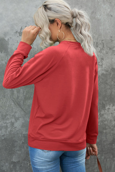 Heart Shape Print Long Sleeve Pullover Sweatshirt