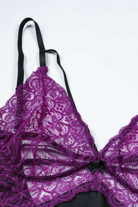 Lace Spice Satin Babydoll with Slit
