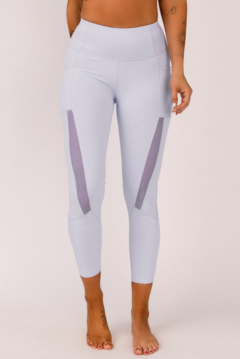 Mesh Side Splicing High Waist Yoga Sports Leggings with Phone Pocket