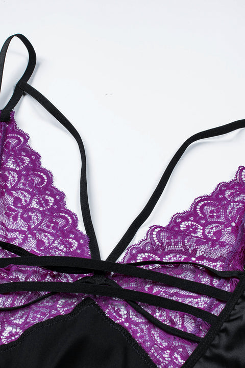 Lace Spice Satin Babydoll with Slit