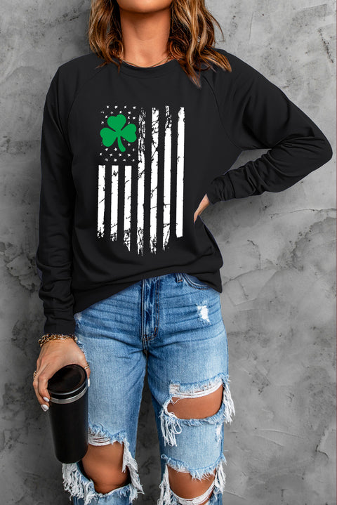 Heart Shape Print Long Sleeve Pullover Sweatshirt