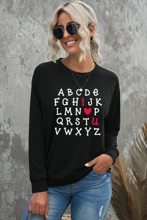 Heart Shape Print Long Sleeve Pullover Sweatshirt