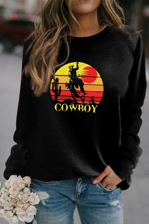 Heart Shape Print Long Sleeve Pullover Sweatshirt