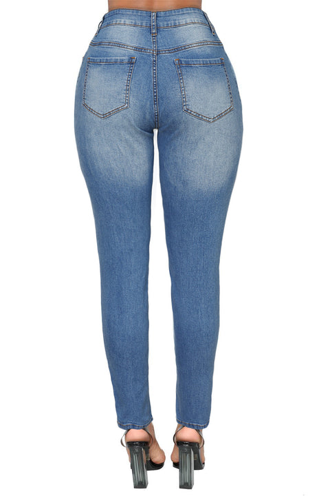 Light Blue Denim Distressed Skinny Jeans