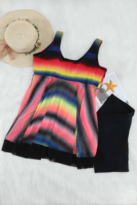 Multicolor Tie Dye Ombre Swim suit Tankini Set
