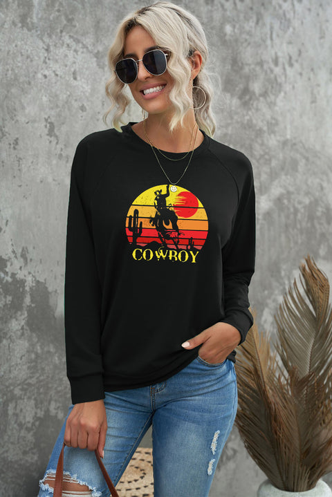 Heart Shape Print Long Sleeve Pullover Sweatshirt