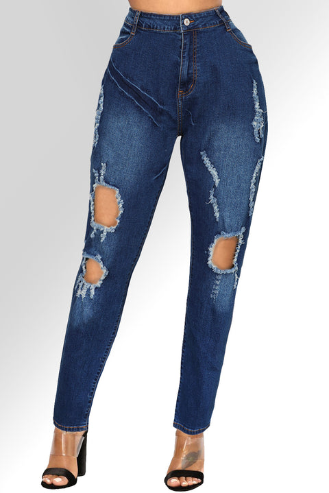 Light Blue Denim Distressed Skinny Jeans