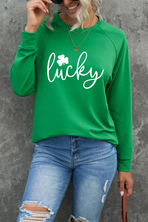 Heart Shape Print Long Sleeve Pullover Sweatshirt