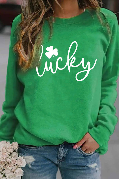 Heart Shape Print Long Sleeve Pullover Sweatshirt
