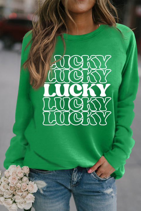 Heart Shape Print Long Sleeve Pullover Sweatshirt