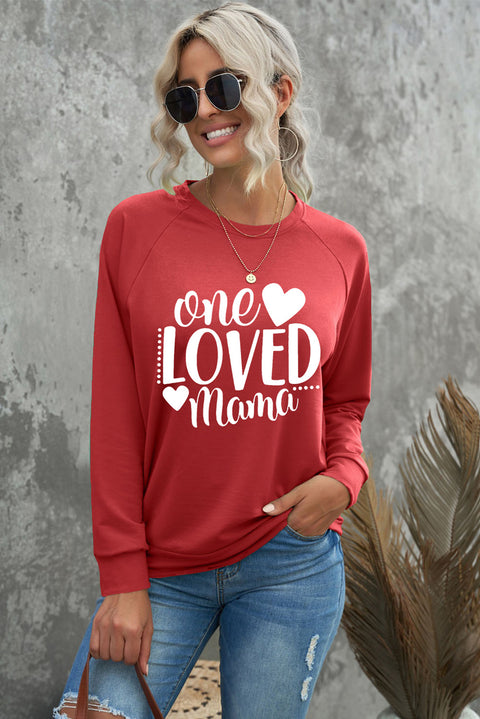 Heart Shape Print Long Sleeve Pullover Sweatshirt