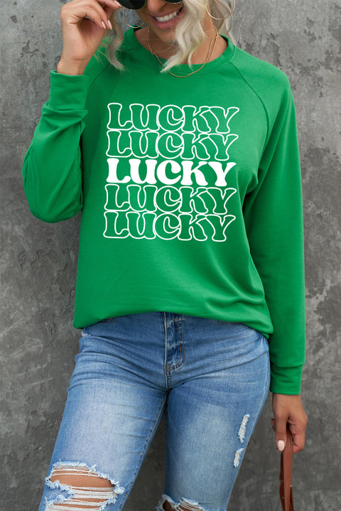 Heart Shape Print Long Sleeve Pullover Sweatshirt