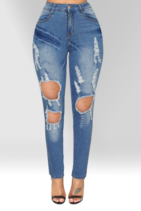 Light Blue Denim Distressed Skinny Jeans