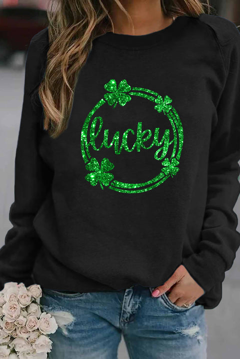Heart Shape Print Long Sleeve Pullover Sweatshirt