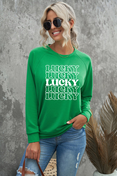 Heart Shape Print Long Sleeve Pullover Sweatshirt