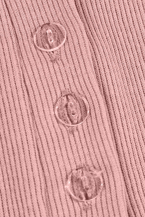 Sleeveless Buttons Ribbed Knit Bodycon Midi Dress