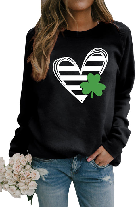 Heart Shape Print Long Sleeve Pullover Sweatshirt